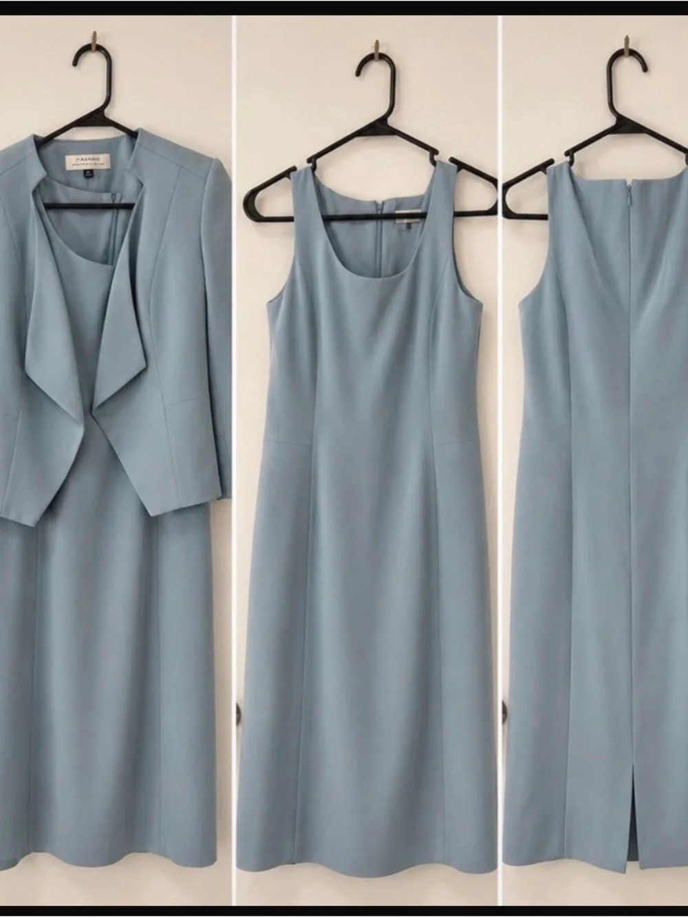 Tahari Light Blue Draped Blazer and Skirt Set
